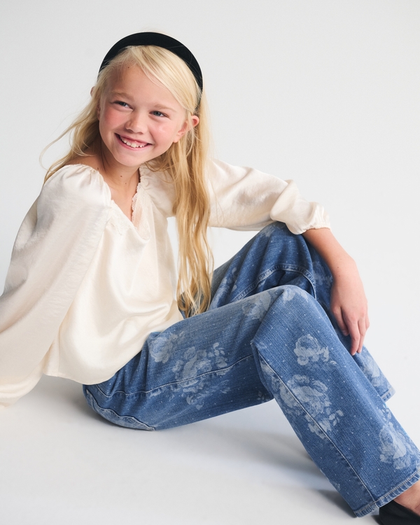 high rise wide leg jean, Medium Floral view 1