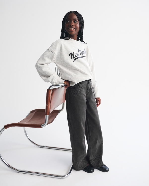 high rise ultra wide leg jean, Black view 1