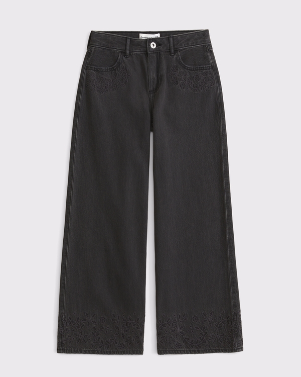 high rise ultra wide leg jean, Black view 2