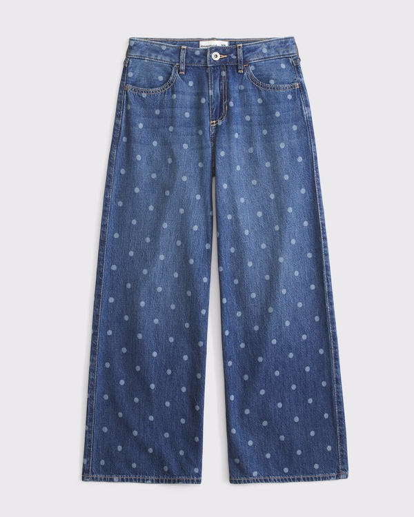 high rise ultra wide leg jean, Medium Dot view 1