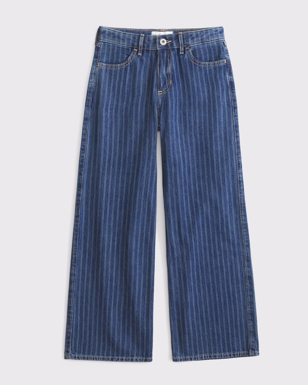 high rise ultra wide leg jean, Medium Pinstripe view 1