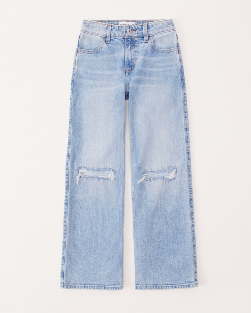 girls high rise wide leg jeans girls bottoms Abercrombie
