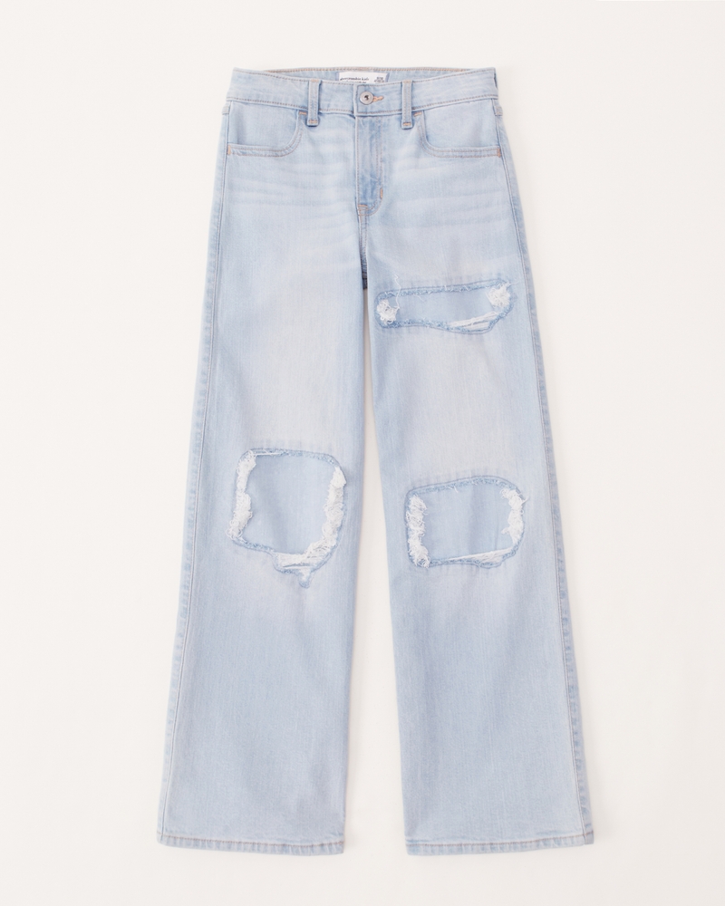 girls high rise wide leg jeans, girls bottoms