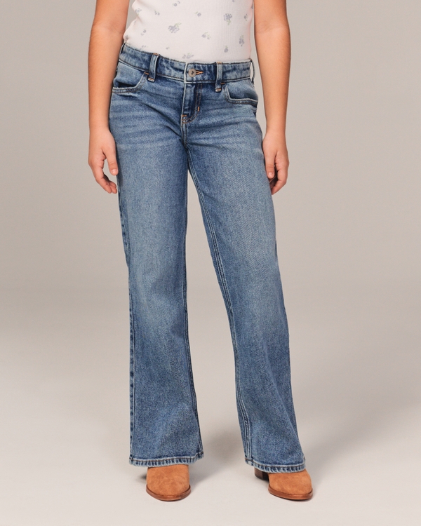 mid rise relaxed flare jeans, Medium Wash