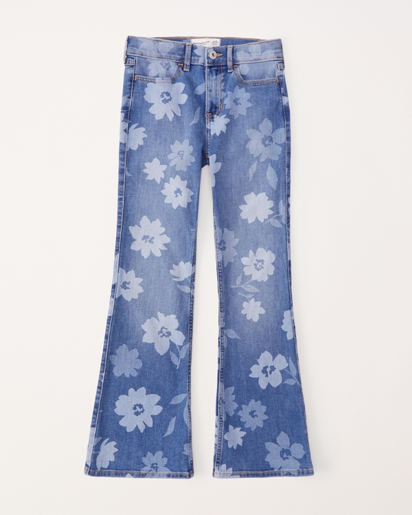 high rise flare jeans, Floral Pattern