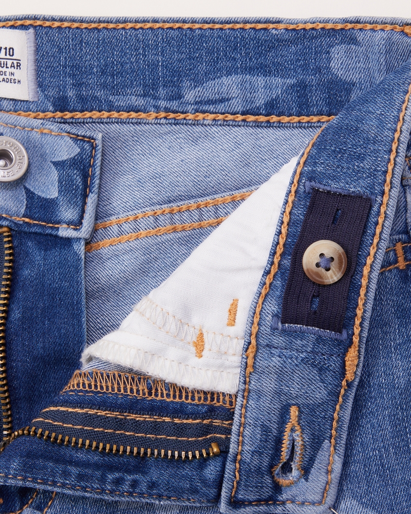 Jeans rectos estampados tiro medio - Mujer