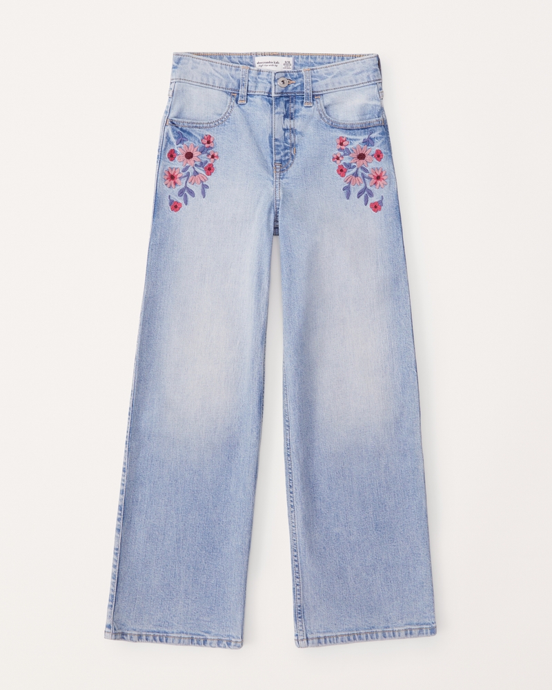HOLLISTER Women's 00 R Embroidered Roses Ultra Hi-Rise Blue MOM Jeans  (Custom)