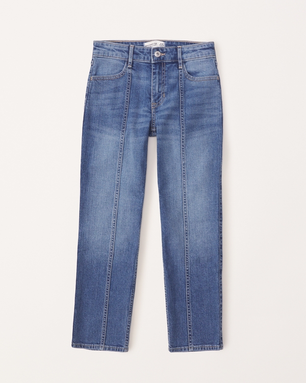 high rise 90s straight jeans, Medium Wash