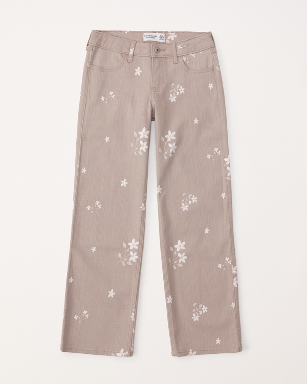 low rise baggy jeans, Light Brown Floral