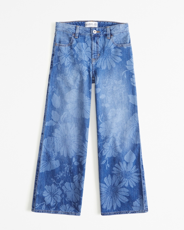 lightweight high rise ultra wide leg jeans, Floral Pattern