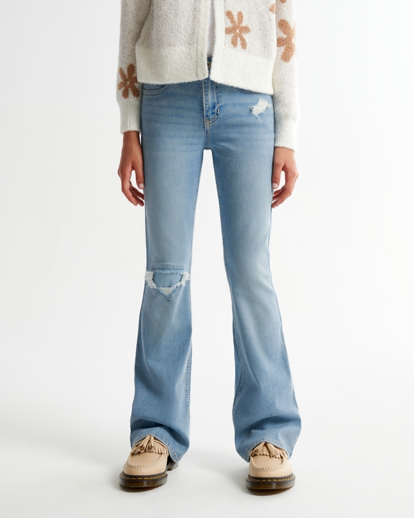 high rise flare jeans, Light Wash