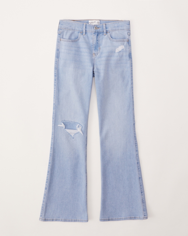 high rise flare jeans, Light Wash view 1
