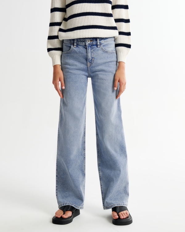 high rise wide leg jeans, Light Wash