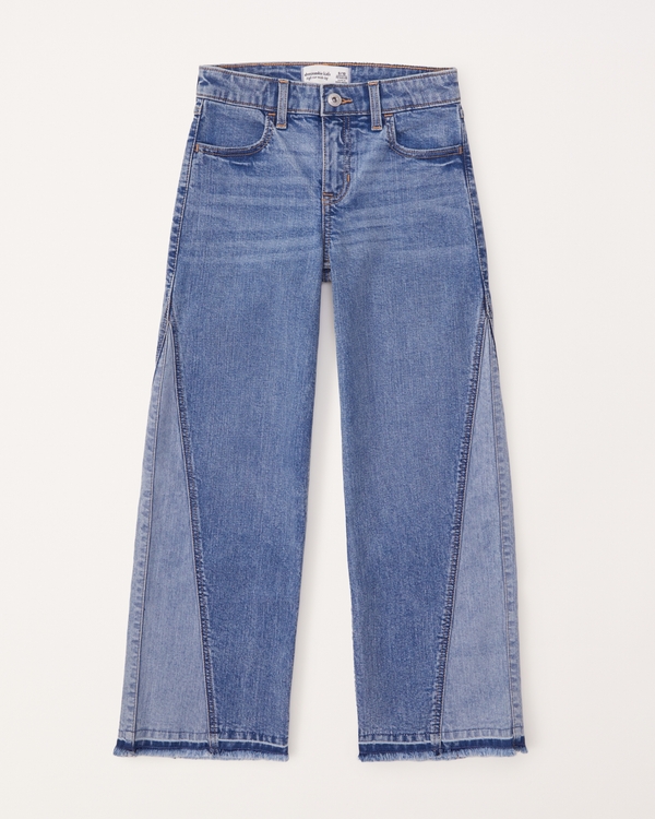 High Waisted Blue Denim Girls Flare Jeans For Teen Girls With Wide