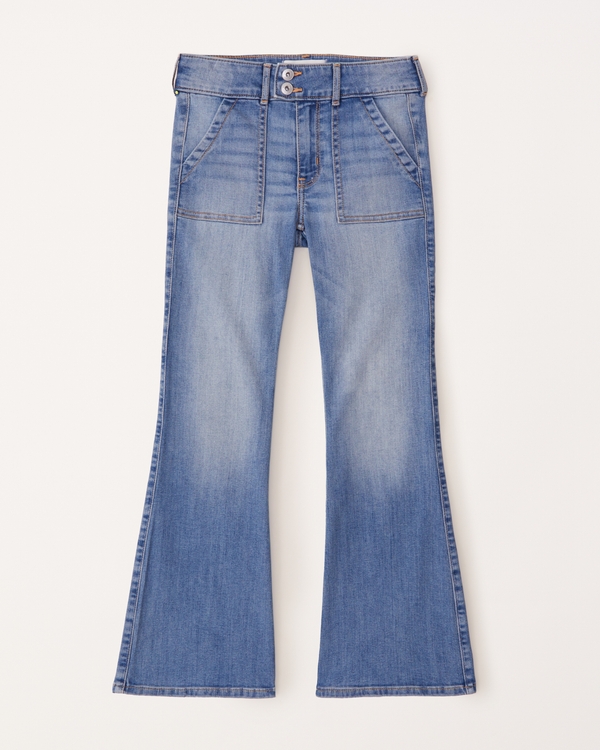 high rise flare jeans, Medium Wash