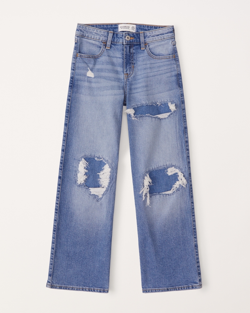 girls high rise wide leg jeans, girls bottoms