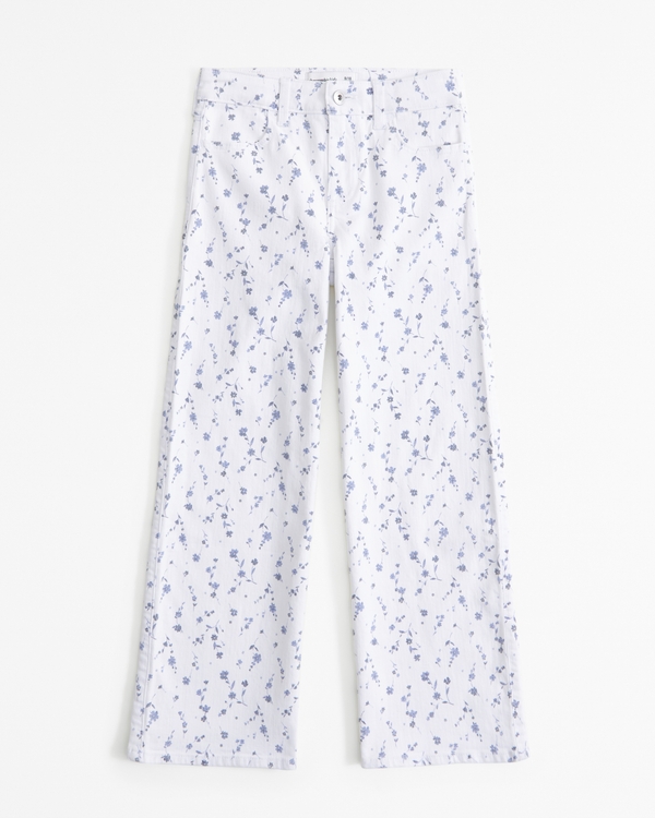 high rise wide leg jeans, White Floral