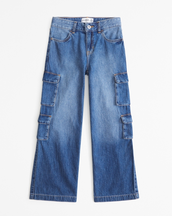 high rise ultra wide leg jeans, Medium Wash