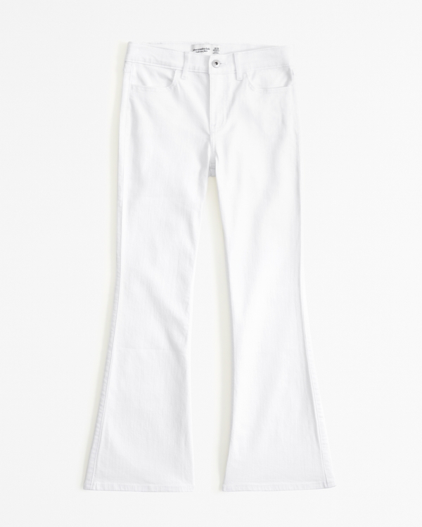 high rise flare jeans, White