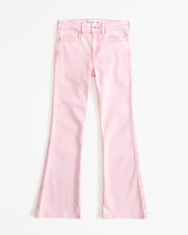 high rise flare jeans, Pink