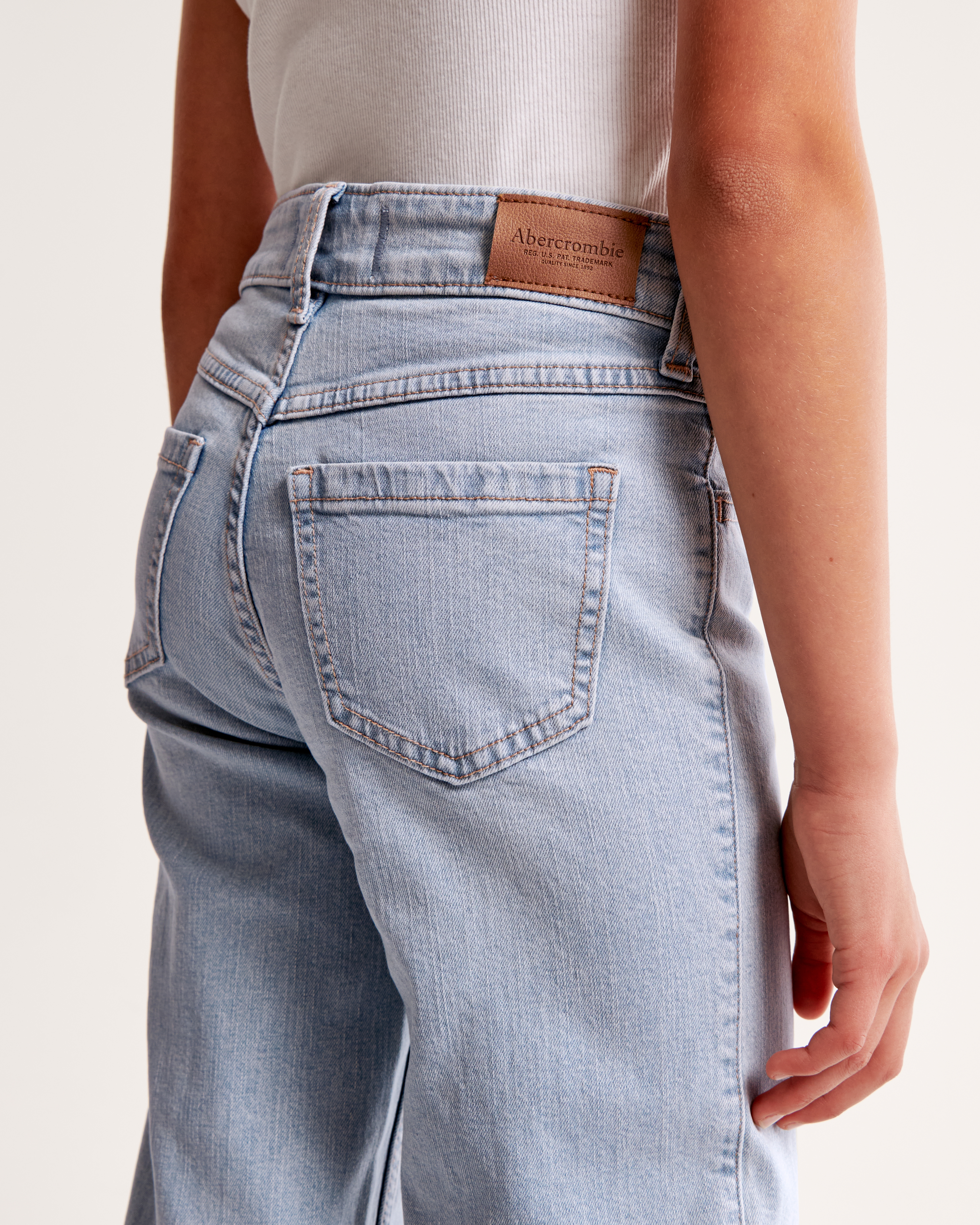 Abercrombie & Fitch High Rise Wide Leg Jeans In Brown