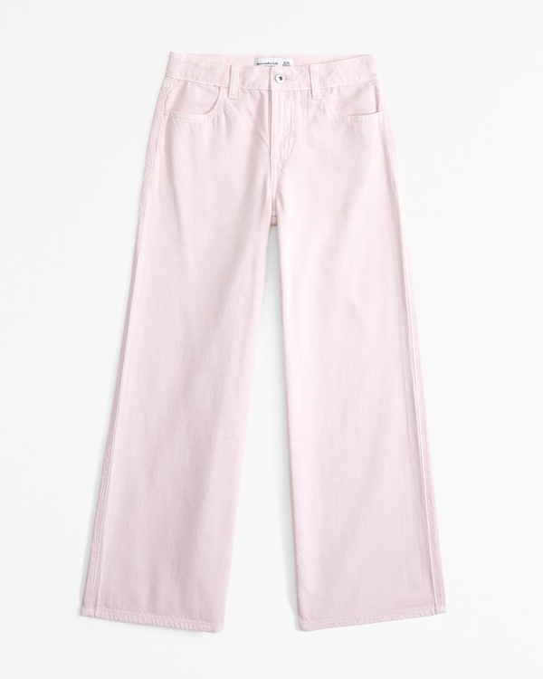 lightweight high rise ultra wide leg jeans, Light Pink