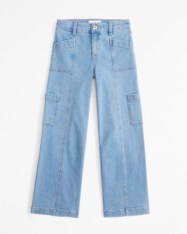 high rise wide leg jeans, Light Wash