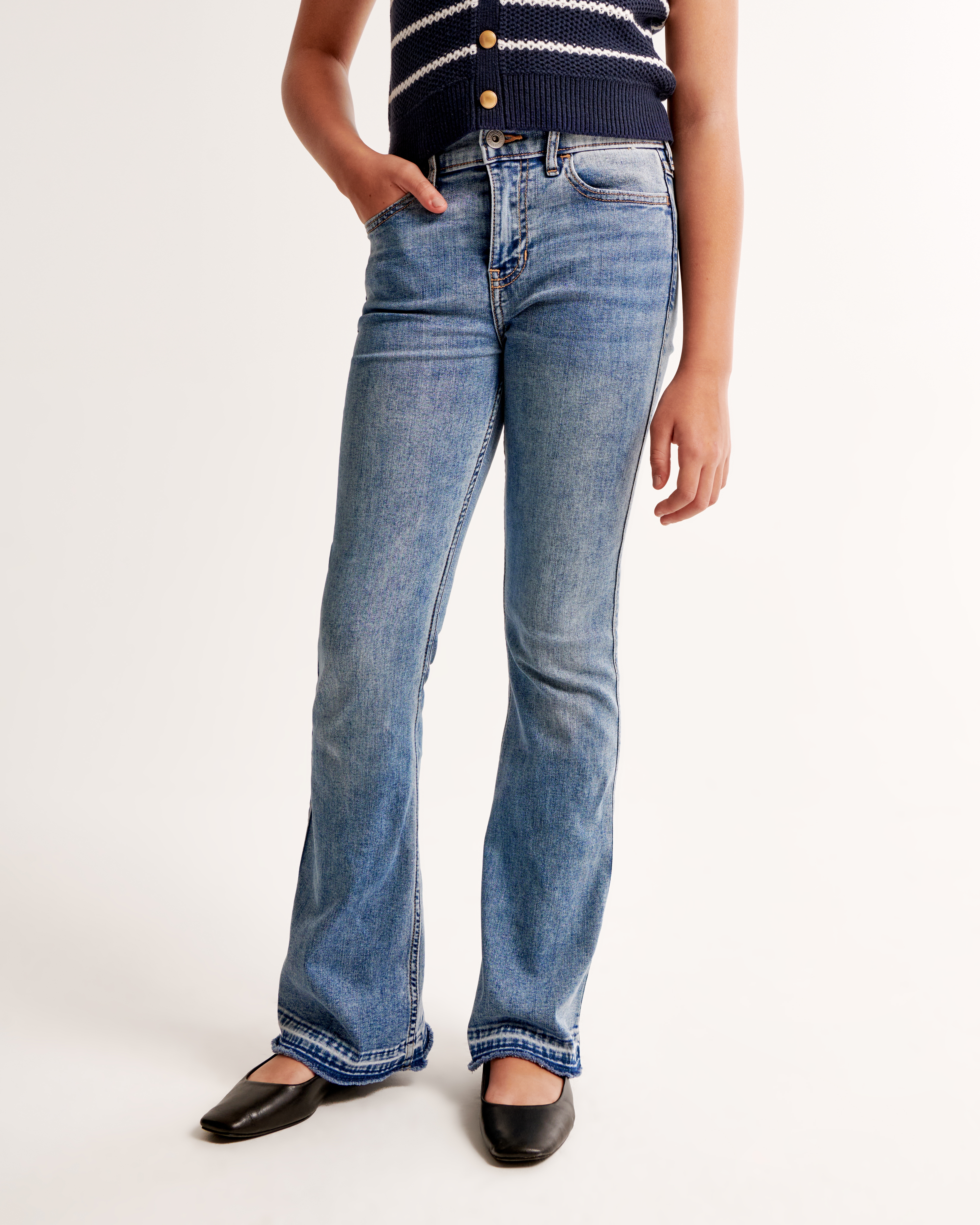Abercrombie & Fitch Kids' High Rise Flare Jeans In Blue