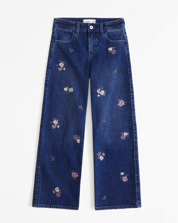 high rise wide leg jeans, Dark Wash