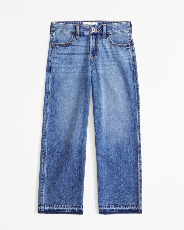 high rise relaxed ankle jeans, Medium Wash
