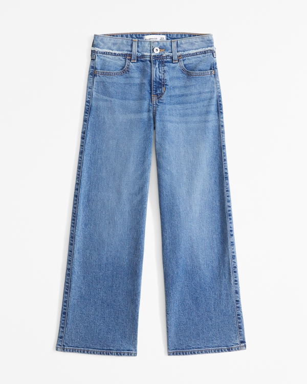 high rise wide leg jeans, Medium Wash