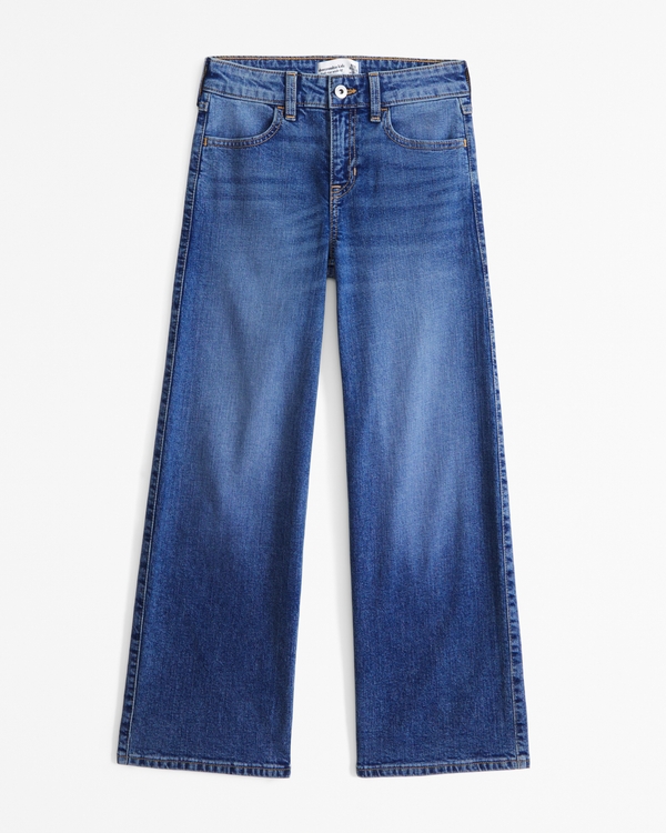 high rise wide leg jeans, Medium Wash