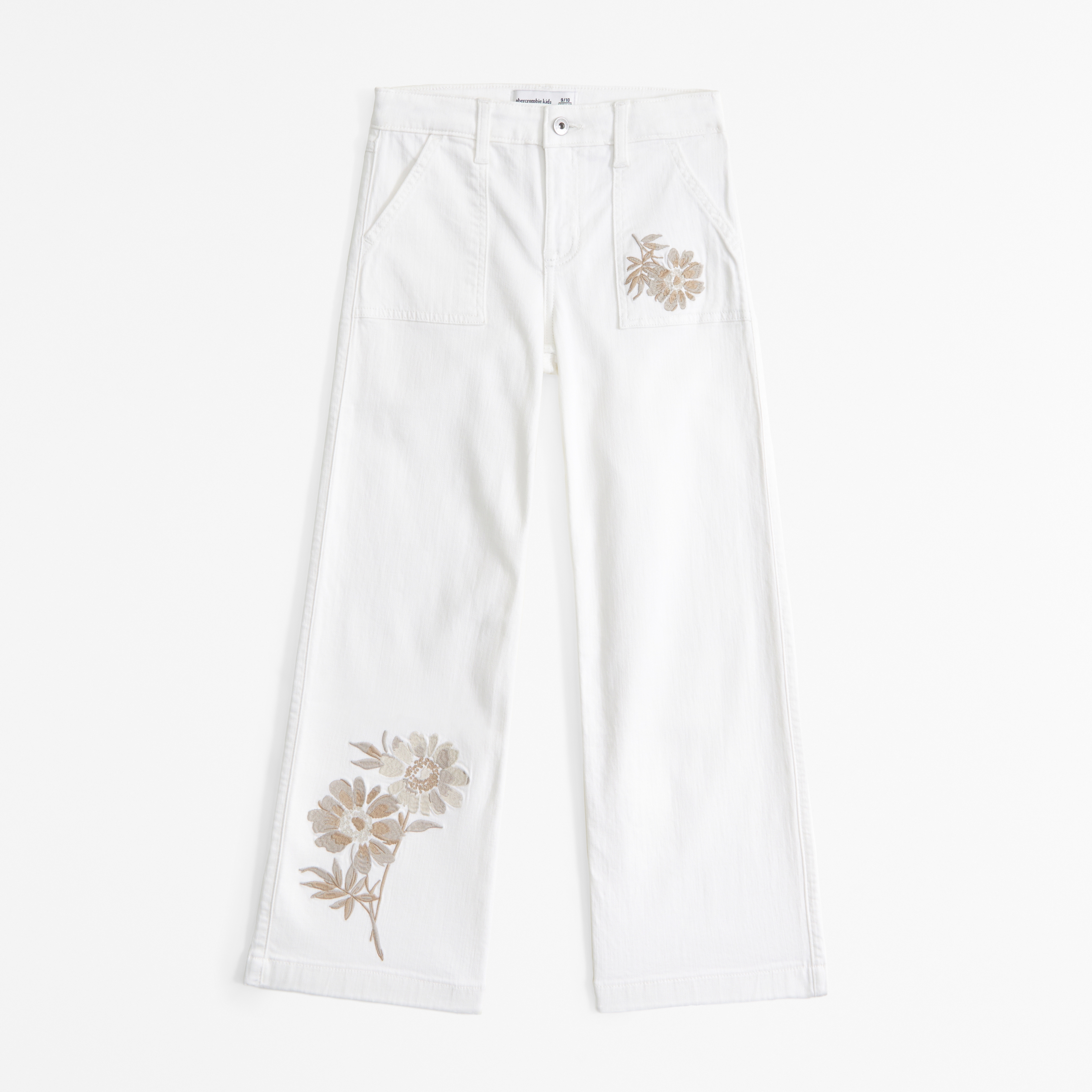 Abercrombie & Fitch Kids' High Rise Wide Leg Jeans In White