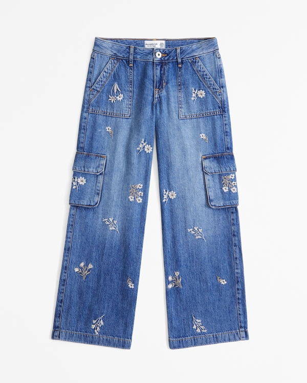 lightweight low rise baggy jeans, Medium Wash view 1