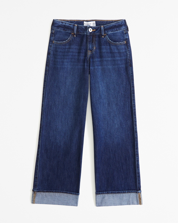 lightweight low rise baggy jeans, Dark Wash