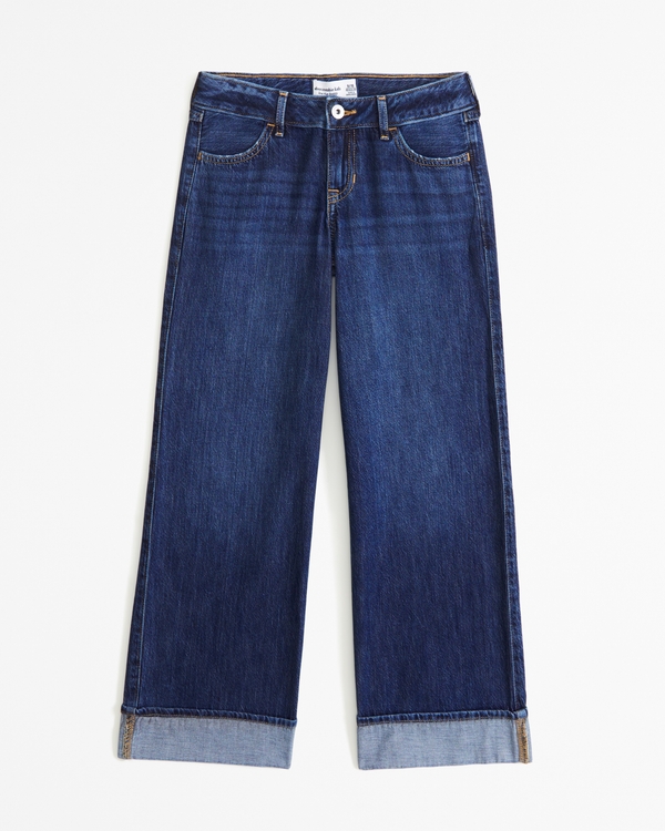 lightweight low rise baggy jeans, Dark Wash view 1