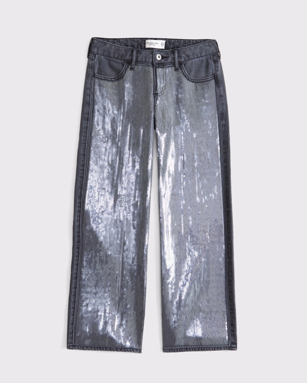 lightweight low rise baggy jeans, Gray view 1