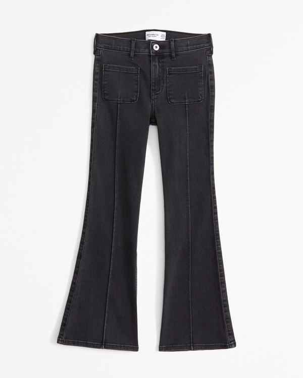 high rise flare jeans, Black view 1