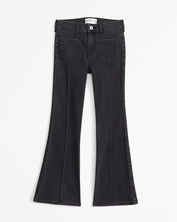 high rise flare jeans, Black