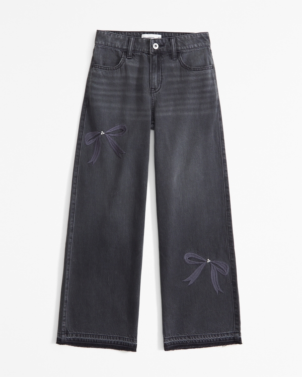 lightweight high rise ultra wide leg jeans, Black view 1
