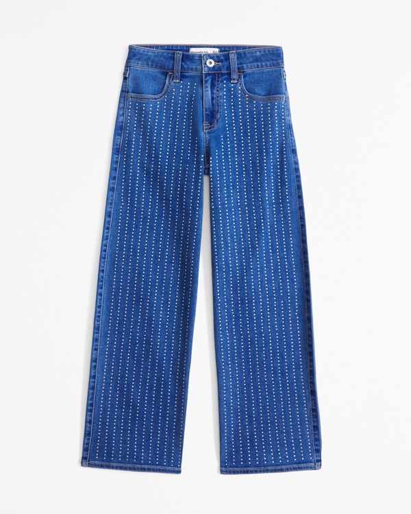 high rise wide leg jeans, Medium Wash view 1