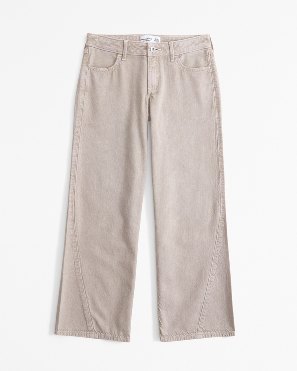 lightweight low rise baggy jeans, Light Brown