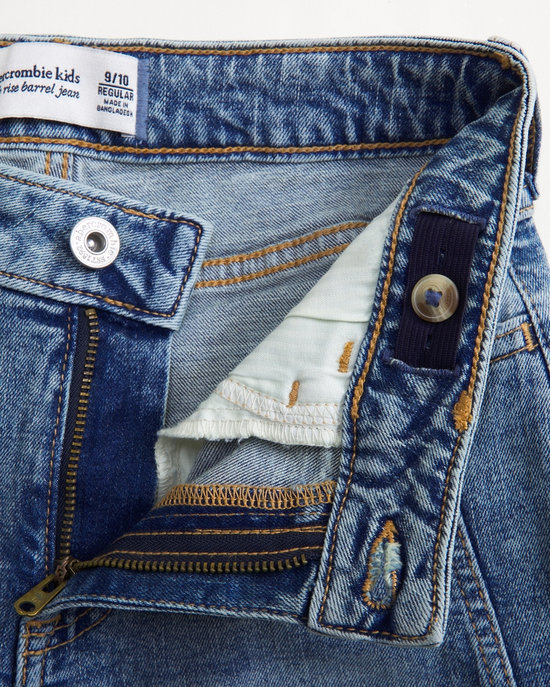 high rise barrel jeans