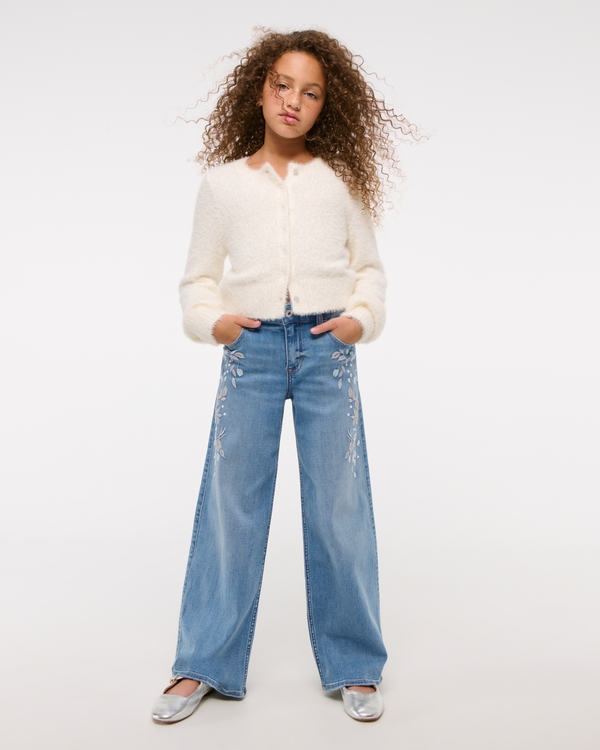 high rise wide leg jeans, Light Wash