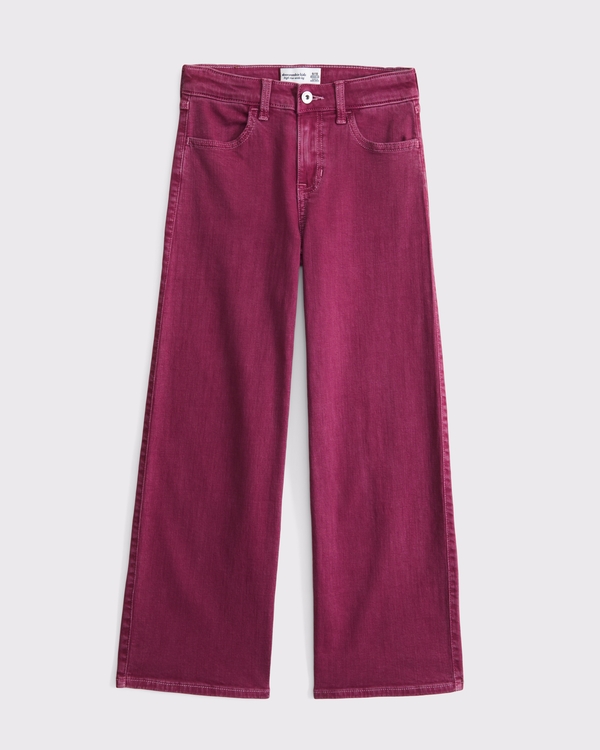 high rise wide leg jeans, Red