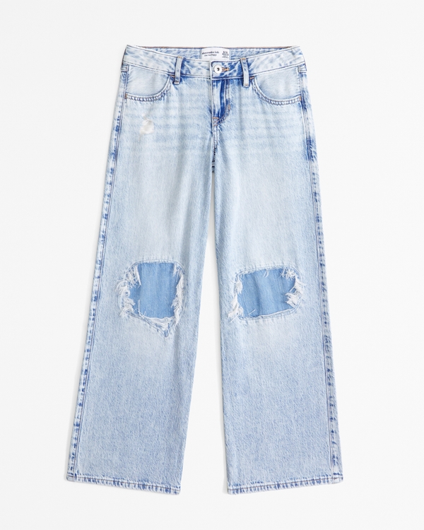 lightweight low rise baggy jeans, Light Wash