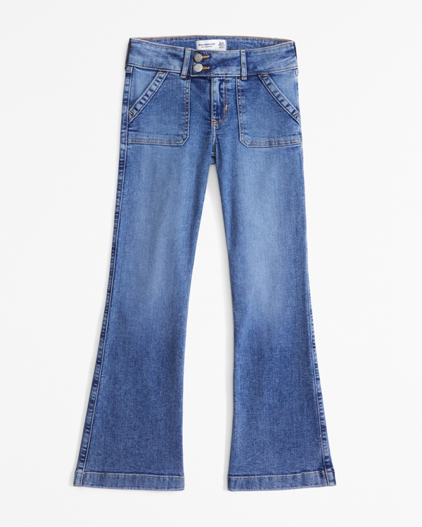 low rise bootcut jeans, Medium Wash