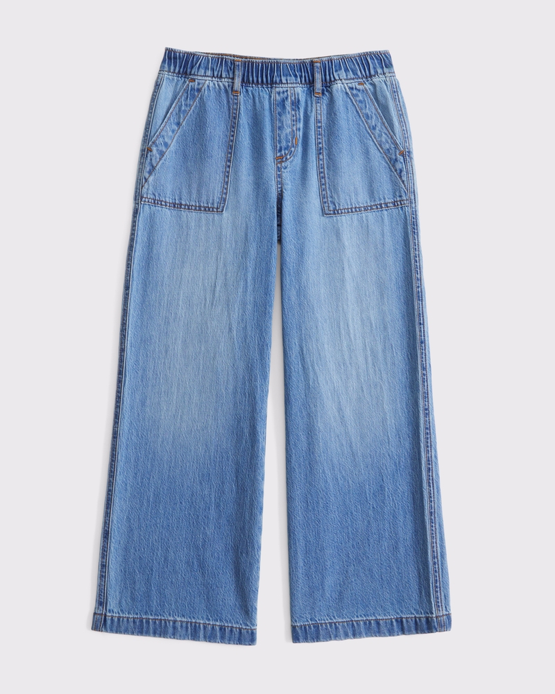 girls lightweight high rise ultra wide leg pull-on jeans girls