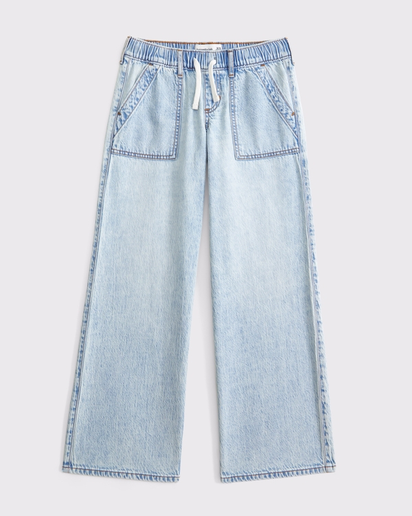 low rise baggy jeans, Light Wash view 1