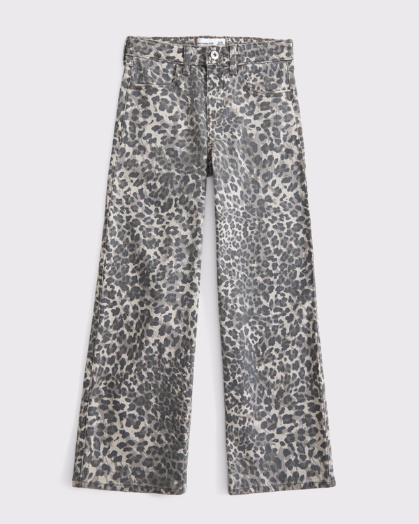 high rise wide leg jeans, Cheetah Print view 1